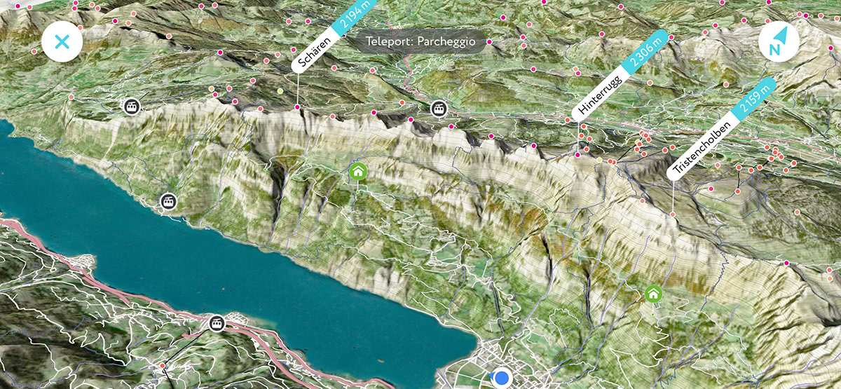 Mapa en 3D de los impresionantes macizos de los Churfirsten